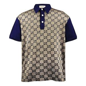 Рубашка поло maxi gg silk cotton polo 'beige blue' Gucci, бежевый