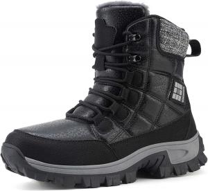 Мужские и женские зимние снегоступы, водонепроницаемые, с теплой флисовой подкладкой, зимние походные ботинки до щиколотки, противоскользящие, подходят для холодной погоды, прогулок, работы и спорта Generic, черный