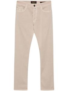 Moorer зауженные брюки с вышитым логотипом, нейтральный цвет