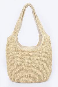 Искусственная соломенная сумка хобо FASHNZFAB, слоновая кость