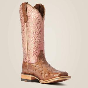 ARIAT Женские ковбойские сапоги Donatella Full Quill из страусиной кожи, цвет «шоколадный с эффектом потертости»