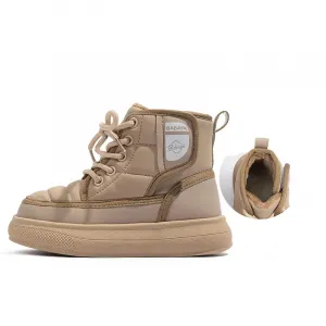 Противоскользящие амортизирующие износостойкие утепленные ботинки high top для детей beige Babaya, бежевый