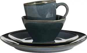 Набор столовых принадлежностей Racco на 4 персоны - керамическая посуда - темно-серый Mica Decorations