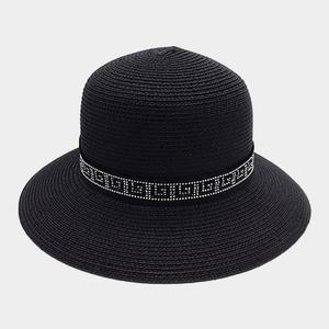 Соломенная шляпа от солнца с греческим узором FASHNZFAB, черный/серебряный