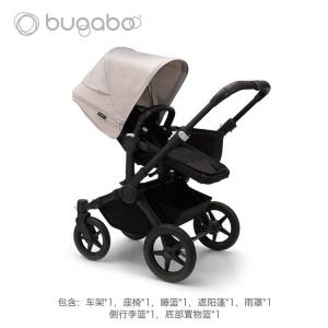 Bugaboo Детская коляска Donkey5 Twin Stroller High Landscape с откидывающимися сиденьями, двойная, Donkey5, черная рама, белый тент Misty White, черное сиденье Single