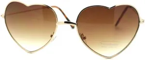 Солнцезащитные очки JuicyOrange в тонкой металлической оправе в форме сердца, золотисто-серебристые, размер Large Unknown