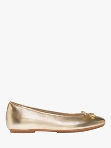 Изящные кожаные балетные туфли-лодочки с бантиком FitFlop, золотой