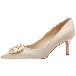 Женские туфли на тонком каблуке, цвет шампанского Lan Miao, Champagne