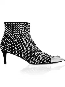 Сапоги с острым носком, украшенные заклепками, на каблуке 55 мм Philipp Plein, черный