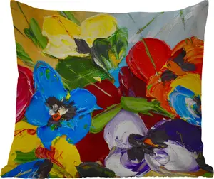 Подушка для улицы - Масляная краска - Живопись - Цветы - 45x45 см - Устойчива к атмосферным воздействиям - Подушка для отдыха - Фотоподушка - Декоративная подушка MuchoWow