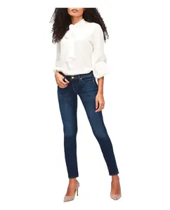 Женские джинсы скинни средней посадки из легкой ткани 7 For all mankind, синий