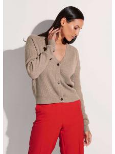 MADELEINE Кашемировый кардиган карамельного/белого/меланжевого цвета