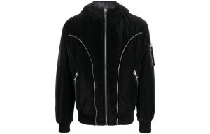 Куртка утепленная худи с детализацией молнии VERSACE, черный