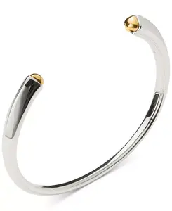 Двухцветный открытый браслет-манжета с рельефным узором в виде лопаты Kate Spade New York, silver/gold