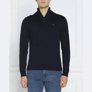 Свитер обычного кроя с ложной молнией с добавлением кашемира Tommy Hilfiger, синий