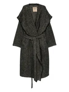 Пальто с поясом и бахромой Uma Wang, черный