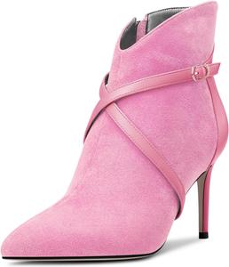 Женские ботильоны Castamere с высоким каблуком, заостренным носком, короткие ботинки с перекрестным ремешком, застежкой-молнией и комбинированной отделкой, на каблуке 8 см, для вечернего выхода