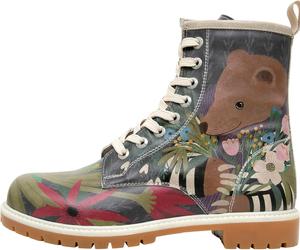 Женские высокие ботинки DOGO - веганская кожа и уникальный дизайн, зимние женские ботинки, удобные и стильные, Bear And Flowers