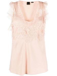 PINKO полупрозрачный топ с кружевом, розовый