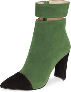 Женские модные ботильоны XYD с вырезами, заостренным носком, на щиколотку, с высокими толстым каблуком, боковой молнией, удобные праздничные туфли, Dark Green