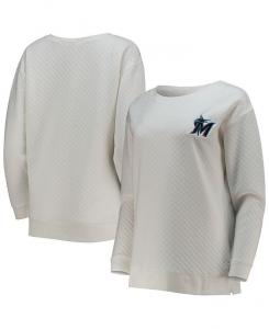 Женский стеганый пуловер белого, кремового цвета Miami Marlins Concepts Sport, белый