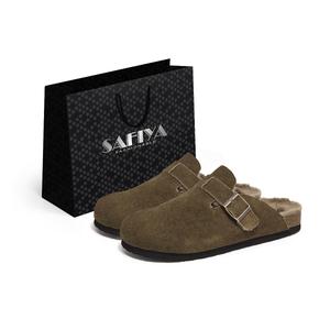 Тапочки Wrap toe Unisex SAFIYA, оливковый зеленый[fleece-lined]