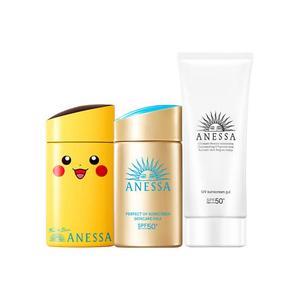 ANESSA Набор для защиты от солнца anresha small gold bottle с маленькой светящейся трубкой увлажняющий 60мл+60мл+90г