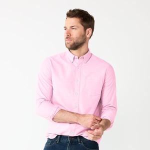 Мужская длинная рубашка с пуговицами, приталенная, идеальной длины Sonoma Goods For Life, цвет generic pink