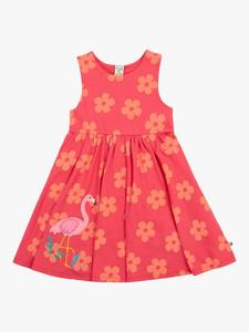 Детское платье Samantha из органического хлопка с аппликацией Frugi, Floral Fun/Flamingo