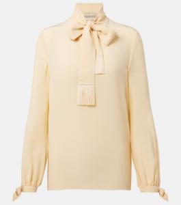 Рубашка из шелкового крепа с бантом Valentino, Betulla