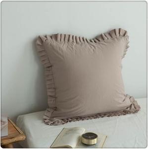 DUYHBAWRS Чехол на подушку Lumabr с кружевной оборкой и бахромой, хлопковый льняной Coffee