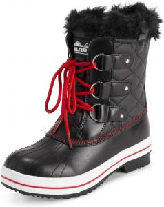 Женские зимние ботинки POLAR, стеганые, короткие, для снега и дождя, теплые и водонепроницаемые, Black/Red