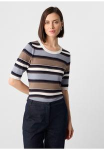 Футболка comma KURZÄRMELIGER MIT STREIFEN UND GLITZER, Schiefergrau/Grey