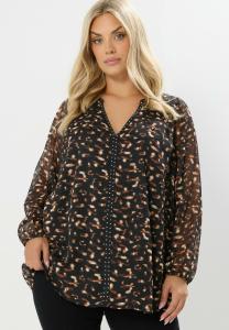 Блуза Yours Clothing LEOPARD PRINT STUD DETAIL , Black/Anthracite