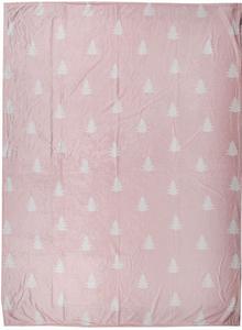 Покрывало Clayre & Eef 130x170 см Розовый Белый Полиэстер Рождественские Елки Clayre&Eef