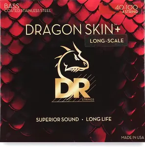 D.R Strings Струны для бас-гитары DR Strings Dragon Skin+ с покрытием - .040-.100, легкие