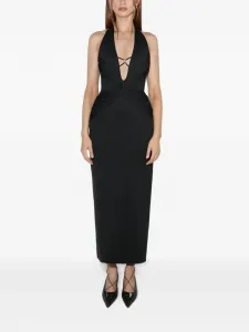 Платье с глубоким вырезом и сборками Misbhv, черный