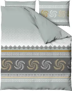 Постельное белье, хлопковый сатин, высшего качества 140х200 Aroma Grey, геометрический рисунок Zaratex