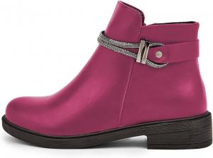 Женские ботильоны FSJ с округлым носком, на низком массивном каблуке, со стойкой, со стразами, цепочкой и боковой молнией, повседневные прогулочные ботинки, размеры 4-15 US, Violet Red
