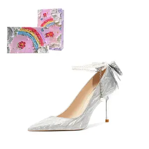 Crelinkxlat Стройные каблуки на шпильке женские серебристые [лимитированная коллекция в коробке] серебристые 6 см, цвет [Box Limited Edition]Silver 6cm