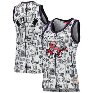 Женская белая майка Mitchell & Ness Vince Carter Toronto Raptors 1998 Doodle Swingman