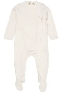 Спальный комбинезон унисекс с ажурным узором в виде сердечек, перекрещивающихся по всей длине тела и стопам. Copenhagen Colors, Cream