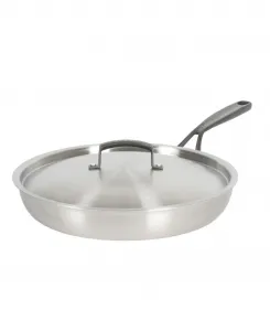 Сковорода из трехслойной нержавеющей стали диаметром 30 см с крышкой и черной ручкой - профессиональная сковорода для обжаривания, тушения и равномерного нагрева Babish