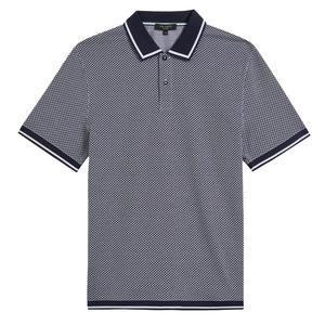 Рубашка-Поло affric синегобелого цвета с геометрией Ted Baker, синий