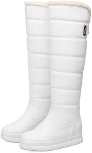 Женские кожаные вязаные ботильоны на высоком блочном каблуке с закрытым острым носком, декоративной пряжкой, теплыми носками, короткие ботинки на одну ногу, подходят для офиса, бизнес-мероприятий и вечеринок NEGYANME, White