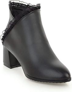 Женские ботильоны с боковой молнией, зауженные носки, с высокими каблуками, легкие зимние короткие ботинки FAZAIQILUO, Black