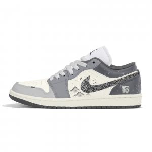Кроссовки баскетбольные мужские low-top Air 1 Cushioning антискользящие износостойкие винтажные Gray Jordan, серый