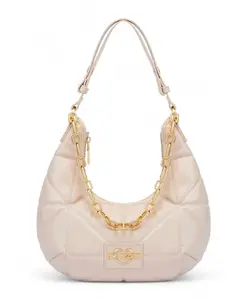 Стеганая сумка-хобо с геометрическим узором Love Moschino, бежевый