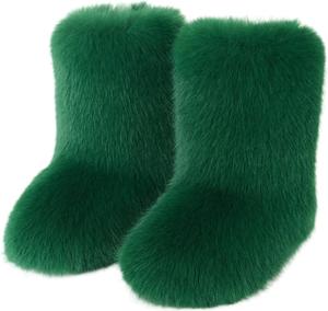 Женские зимние ботинки ZQW с термо-подкладкой из искусственного меха, толстая подошва, ботинки до середины голени для улицы, стиль Y2K, Green