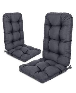 Комплект из 2 подушек для уличного кресла Адирондак с высокой спинкой и завязками, водонепроницаемые и устойчивые к выцветанию Aoodor, Dark Grey